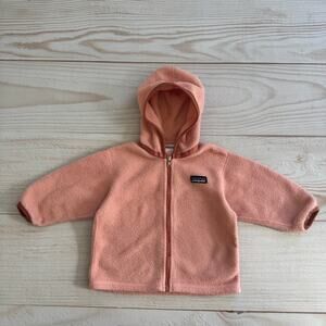 Patagonia Baby Girls Synchilla Cardigan Hoody Size 12M Fleece Jacket Pink
